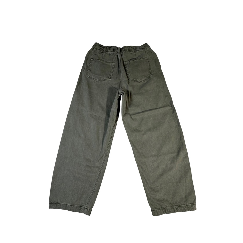 GAP Denim Pull-On Barrel Pants Olive Green Wide Leg Drawstring Size M - Picture 3 of 7
